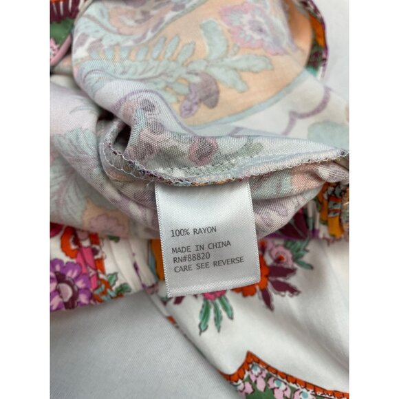 Rachel Zoe Wrap Top Womens XS Boho Long Sleeve Floral Colorful Pink Green - Picture 8 of 11